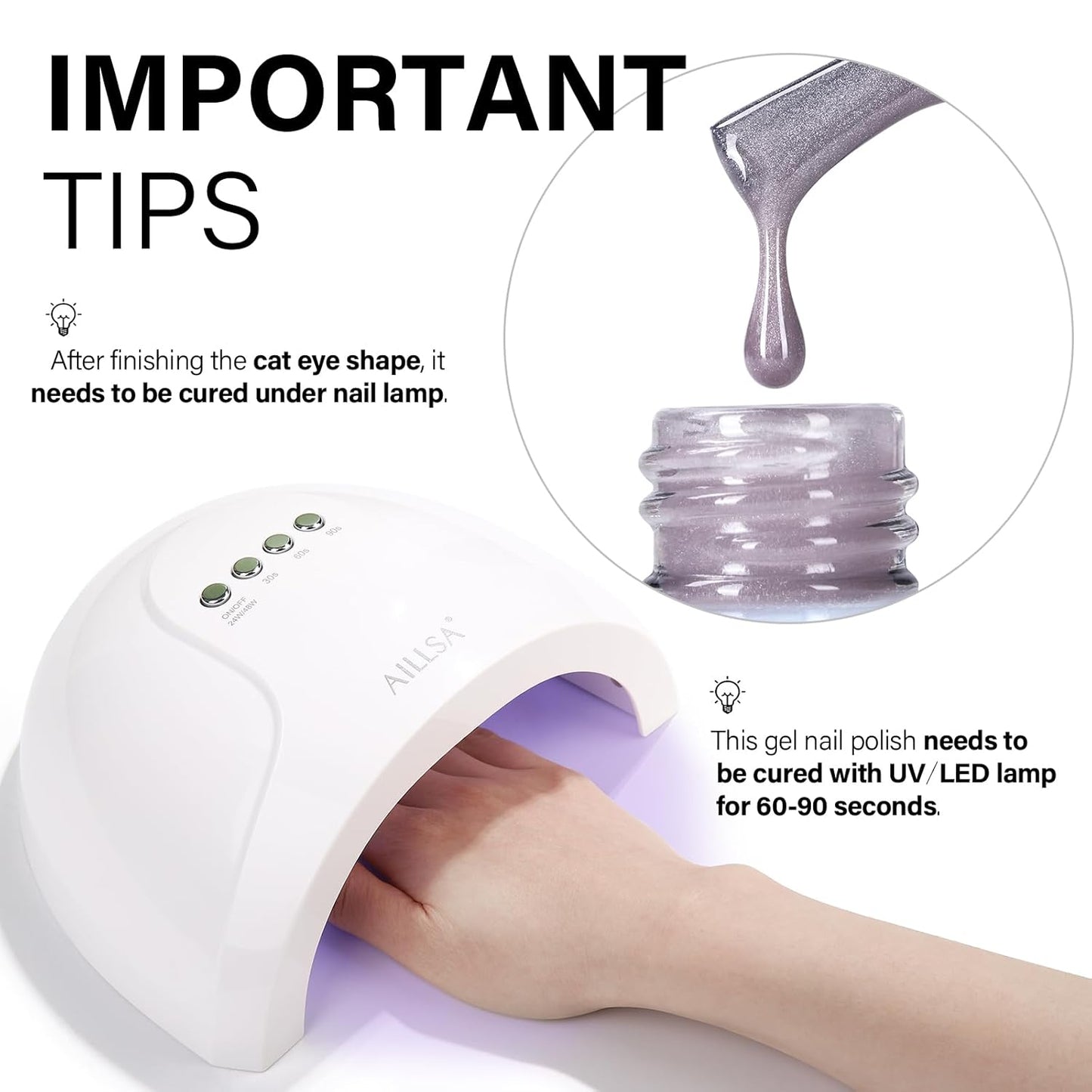 AILLSA Glass Cat Eye Gel Nail Polish, 15ml Light Purple Glitter Jelly Sheer Gel Polish, Translucent Magnetic Shimmer Sparkle Nail Art U V Salon 0.5 OZ GF40