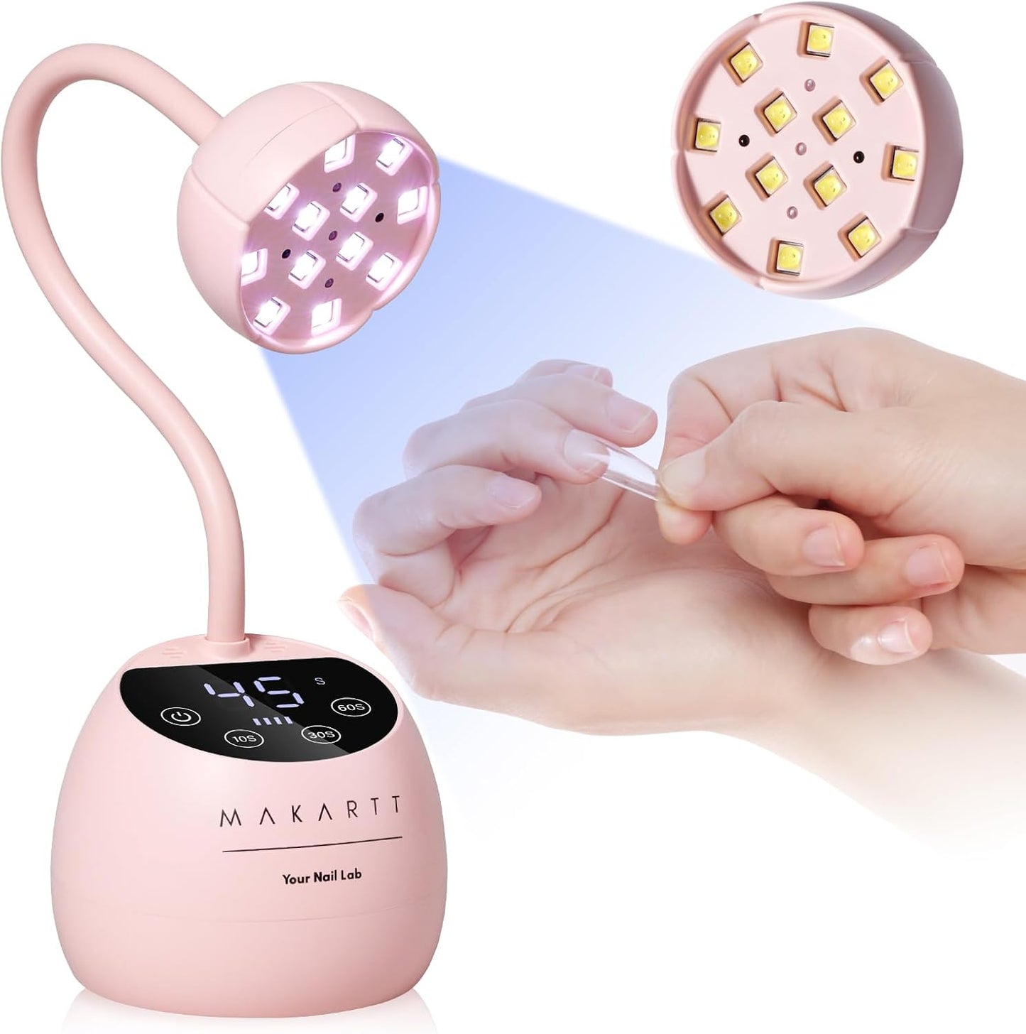 Makartt UV LED Nail Lamp - Gooseneck UV Light for Gel Nails Cherie Cordless USB 39W Nail Dryer Gel Lamp with 4 Times & Auto Sensor Professional Fast Flash Curing Polish Nail Art