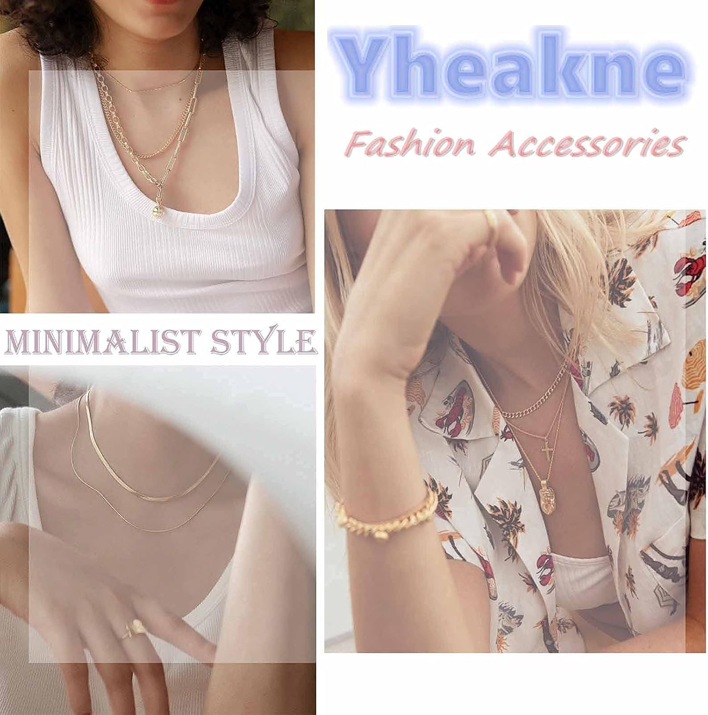 Boho Layered Crystal Necklace Gold Rhinestone Pendant Chain Necklace Vintage Multi Strand Necklace Chain Jewelry for Women