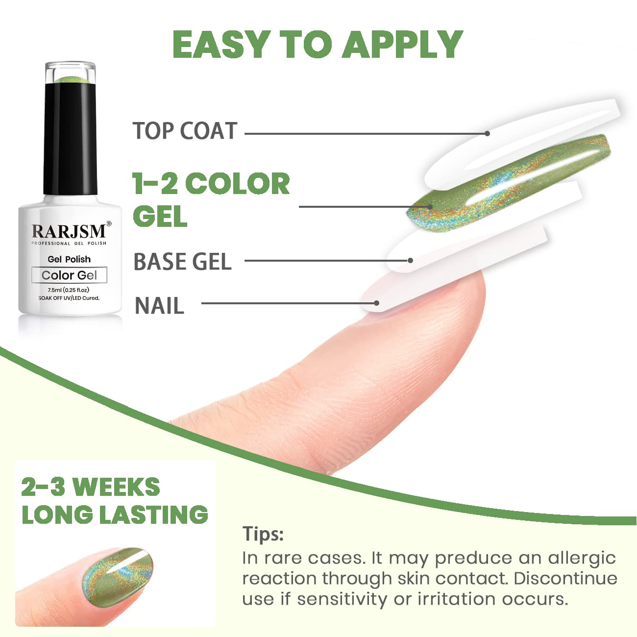 RARJSM Cat Eye Gel Nail Polish, Galaxy Chameleon Magnetic Gelpolish Green Holographic Glitter Gel Soak Off UV LED DIY Manicure Art for Salon Designs and Home DIY 7.5ML/0.26fl oz