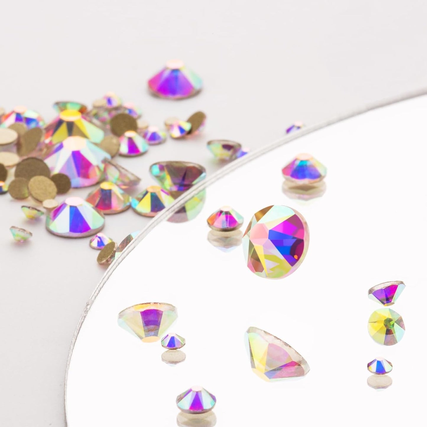 Novani Crystal AB Rhinestones 1440pcs Flat Back Round Rhinestone Style 2088 Sparkly Crystal Gemstones for Nail Art and Crafting SS12,3.0-3.2mm