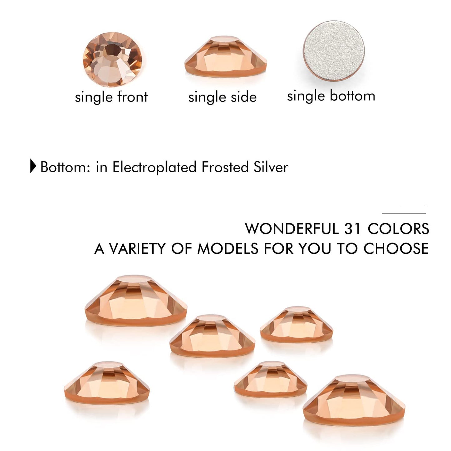 288Pcs Champagne Crystal Rhinestones,Glass Flatback Rhinestones Gemstones for Nail Face Makeup Art Crafts Clothes Decoration -(SS30,6.5mm,Champagne)