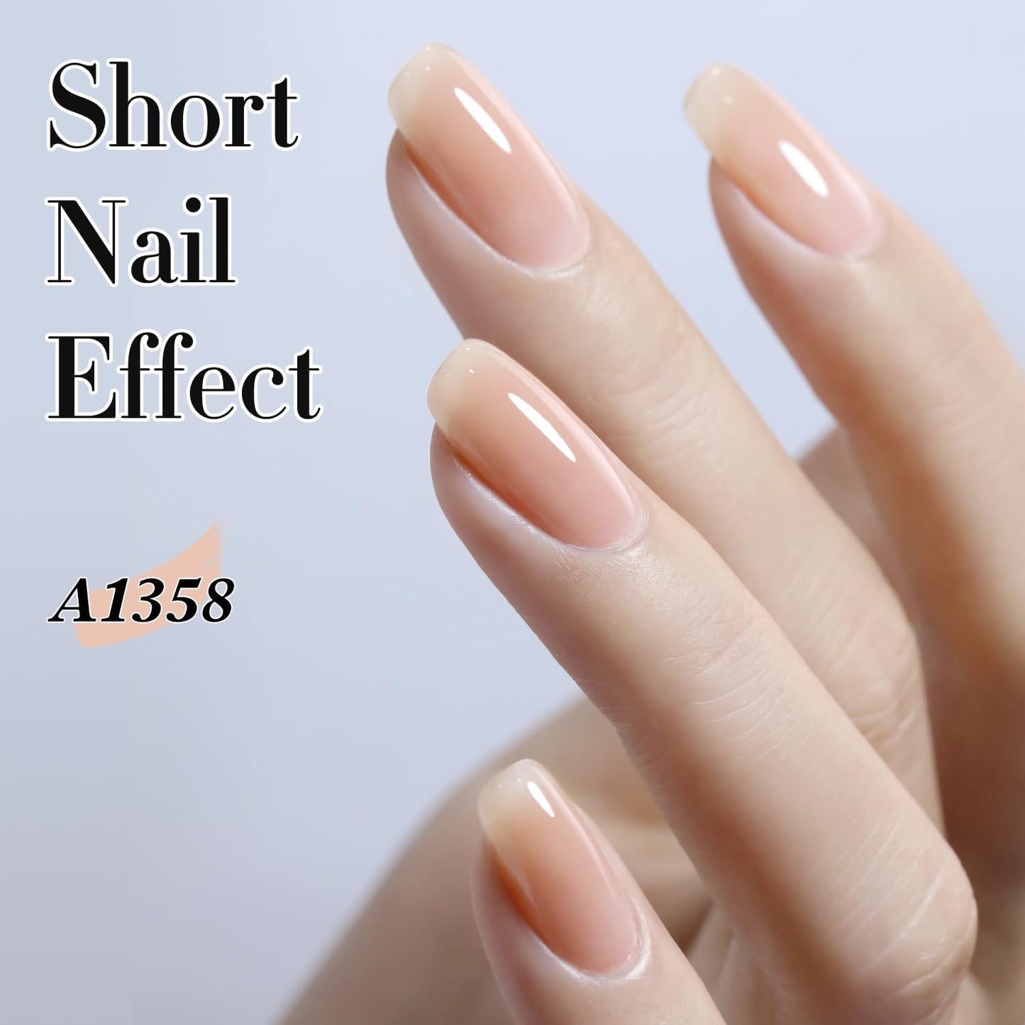 Double Rhythm 0.5Oz Translucent Gel Polish Sheer Neutral Natural Light Milky Same Color Same Bottle 15ML Jelly Gel Polish Art DIY at Home (Milky Nude-A1358)