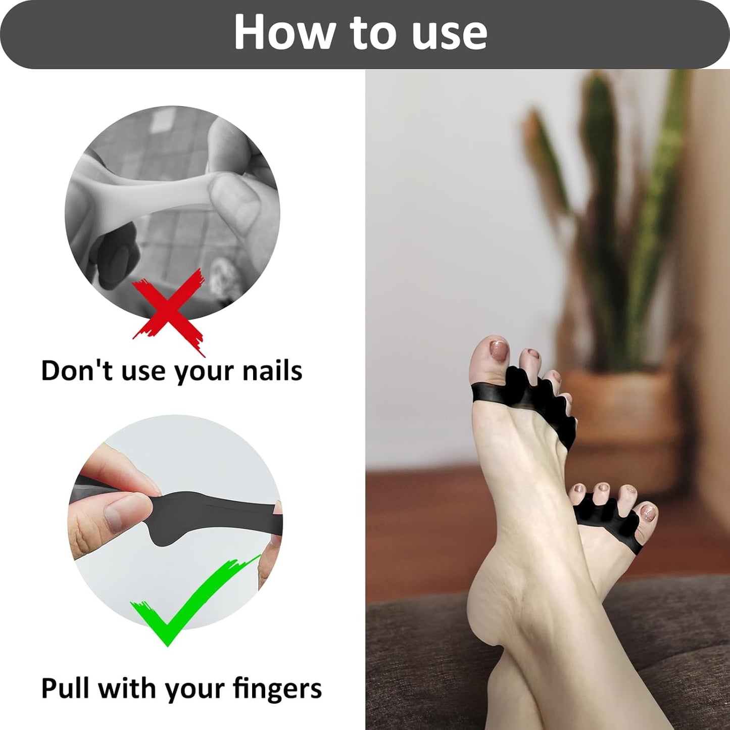 SUNFATT Toe Spacers for Men ang Women,Toe Separators for Women,Relieves Overlapping Toes,Bunions Corrector and Hammer Toe Pain,Gel Toe Spreader Separates and Relaxes Toes.2 Pcs