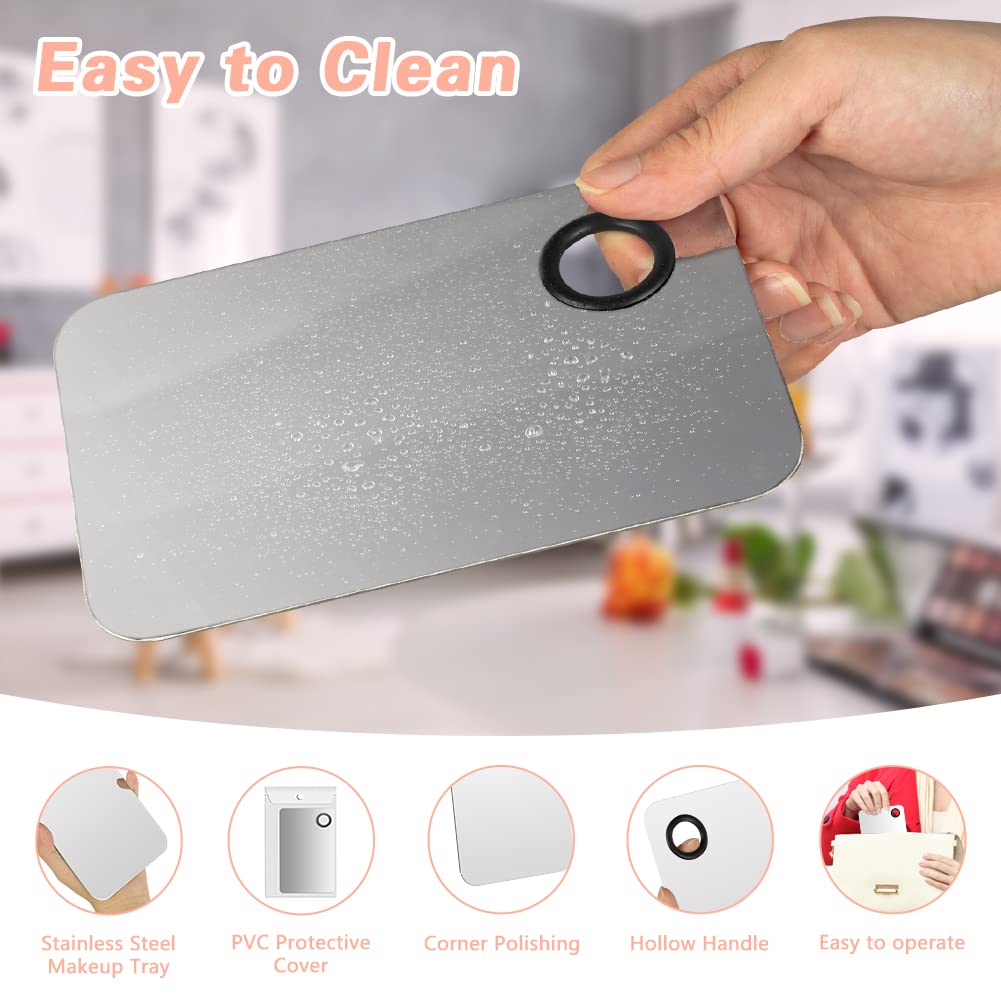 6PCS Makeup Mixing Palette, Stainless Steel Cosmetic Makeup Palette With Spatula Makeup Artist Tool, Professional Cosmetic Mixing Makeup Palette For Mixing Eye Shadow/Eyelash/Nail Art/Foundation