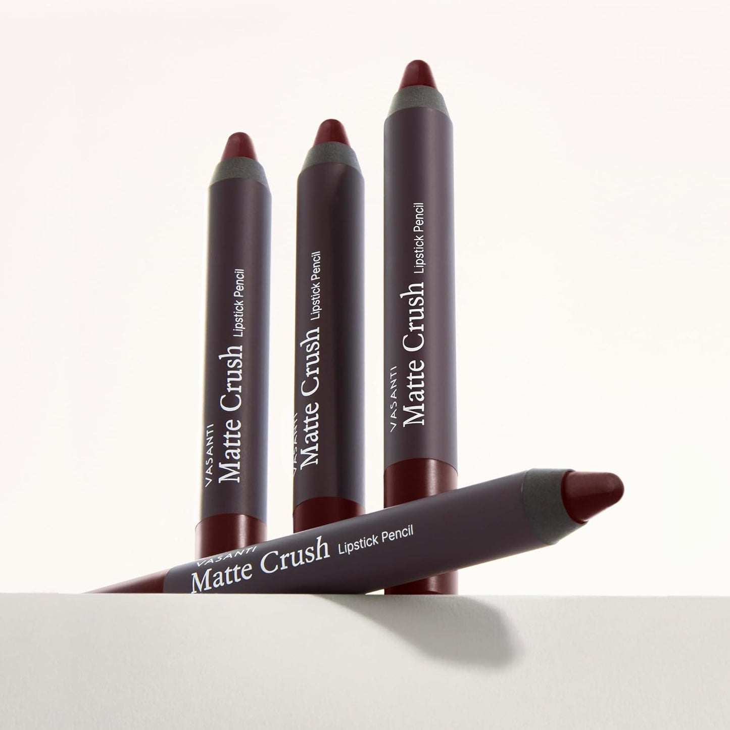 VASANTI Matte Crush Lipstick Pencil – Va Va Voom Dark Brown – Soft, Velvety Matte Finish, Waterproof, Smooth Application – Natural, Vegan, Paraben-Free Lip Color