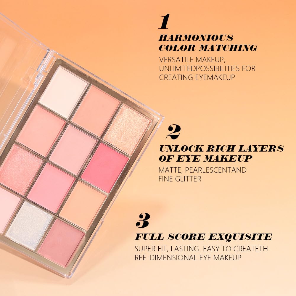 Nude Pink Eyeshadow Palette,Natural Neutral Warm Colors Cream Light Colors Eyeshadow Palette,Eye Shadow Palette Long Lasting Naturing-Looking Make Up Pallets for Women,Vegan