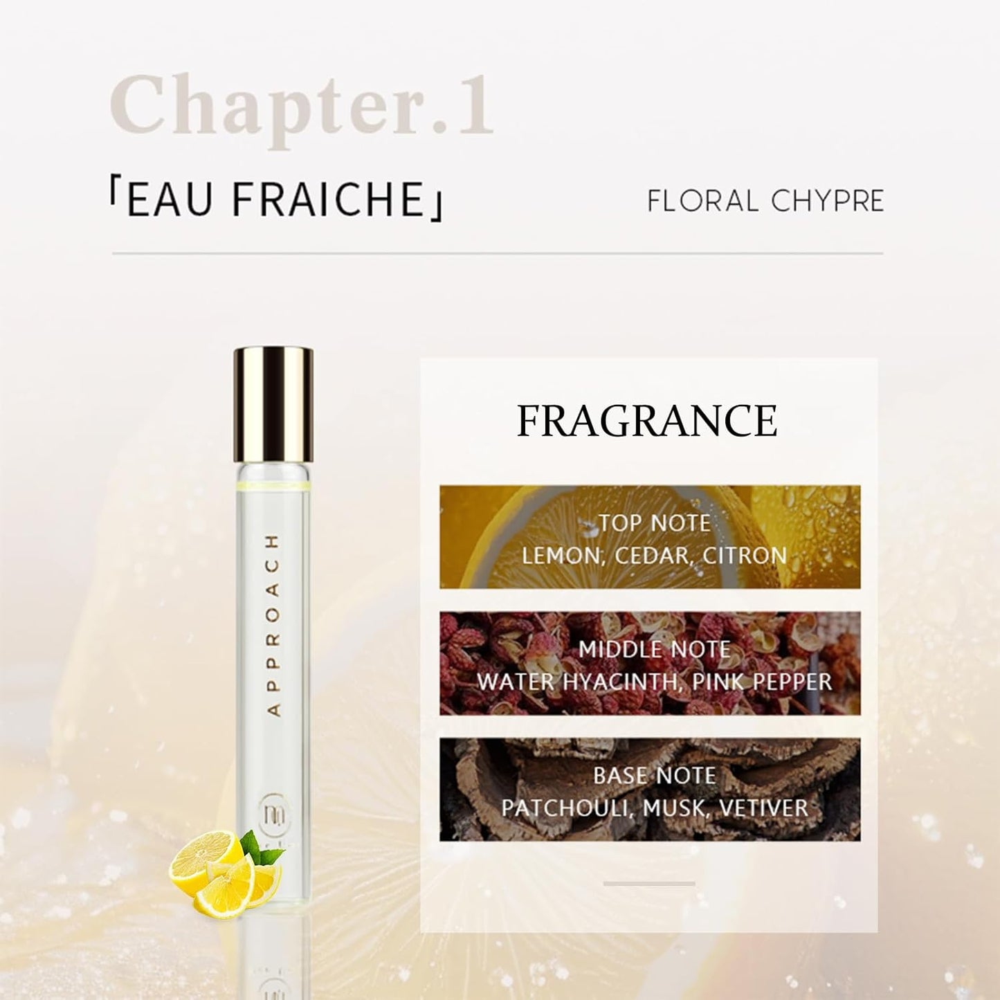 aopoka Roll-on Perfumes for Women & Men 10ml, Long-Lasting Pheromones Fragrances, Enhanced Scents Travel Size, Rollerball Perfume Oil - Lemon, Cedar, Pepper & Musk Scent（#1-EAU FRAICHE）