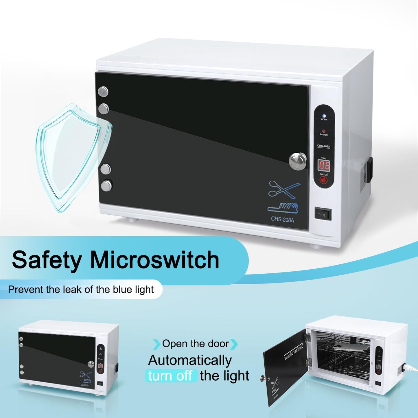 Nail Tool Cleaning Cabinet, Large Capacity Cleaner Box Cleaner Cabinet Cleaning Machine Barber Tool Box Nails Art Tool Equipment for Salon, Spa, Barber