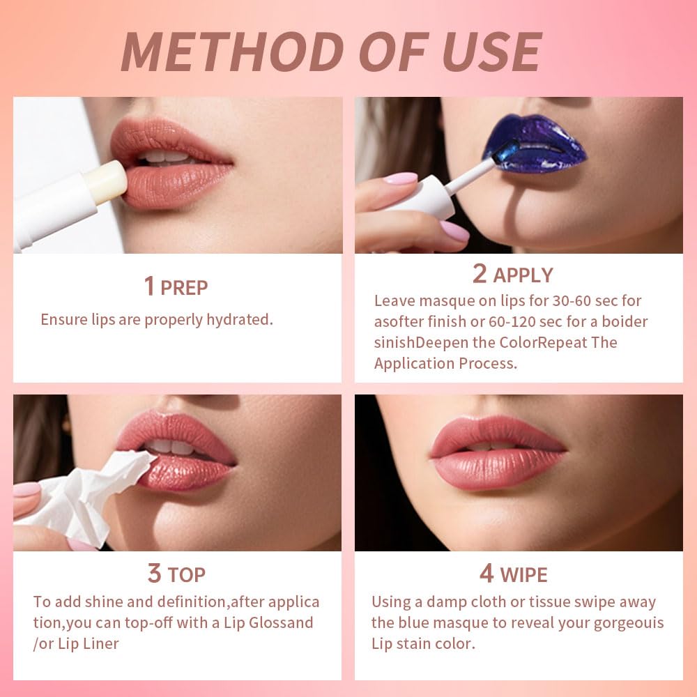 Lip Stain - Wipe-Off &Peel Off Lip Color | Waterproof, Long Lasting, Transfer-Resistant, Smudge-Proof Lip Tint | Easy Wipe Finish, High Pigment | All-Day Vibrant Kiss-Proof Lip Stain, muted rose beige