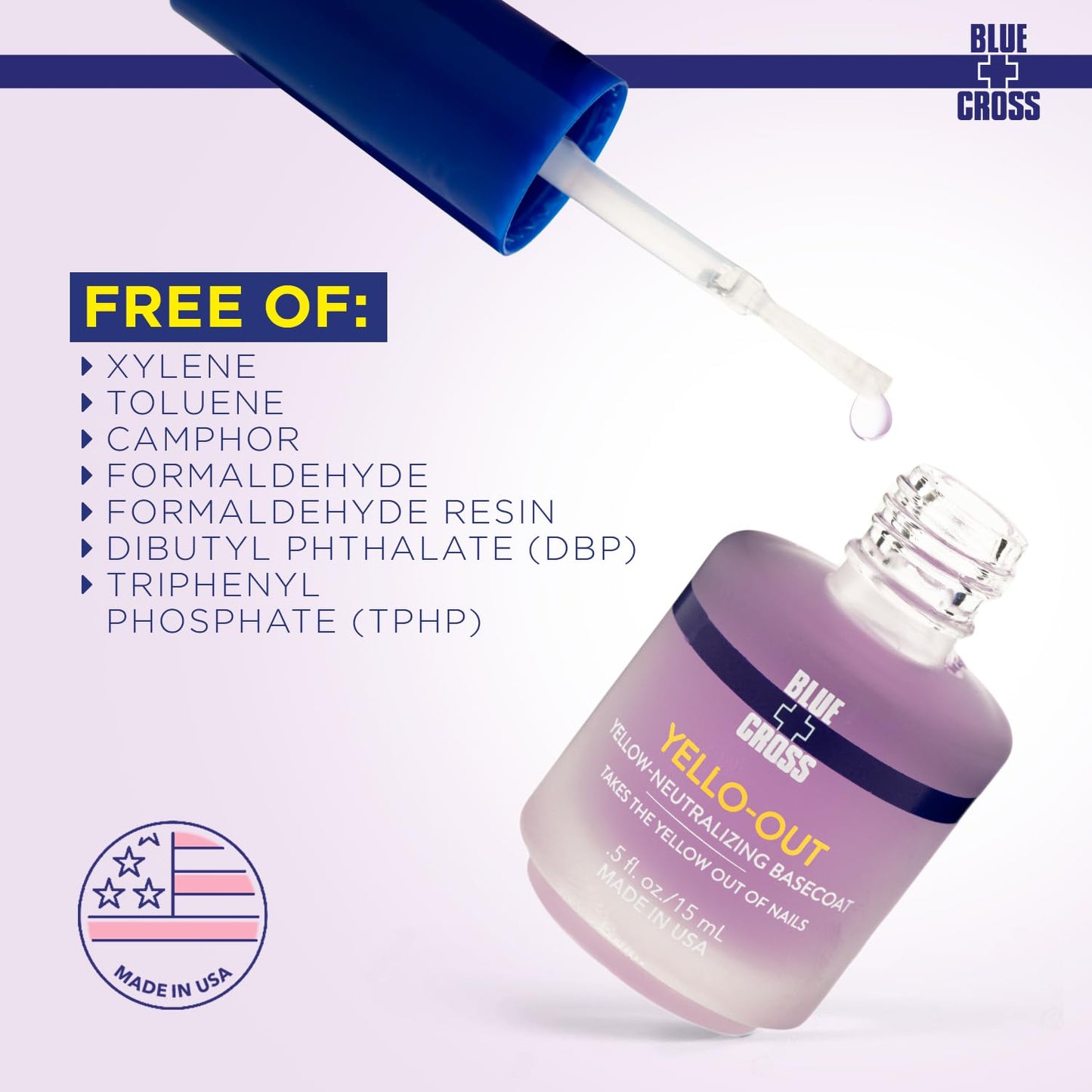 Blue Cross Professional Nail Care Cuticle Remover Liquid with Lanolin (6oz) + Yello Out Purple Toner Nail (0.5oz), 2 Pack Bundle