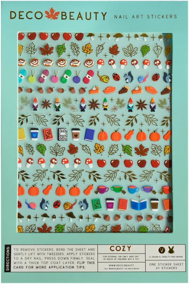 Cozy Nail Stickers - Lightweight & Easy-to-Apply Nail Art with Cute & Trendy Designs - Durable & Long-Lasting Nail Stickers for Women, Ideal for DIY Manicures