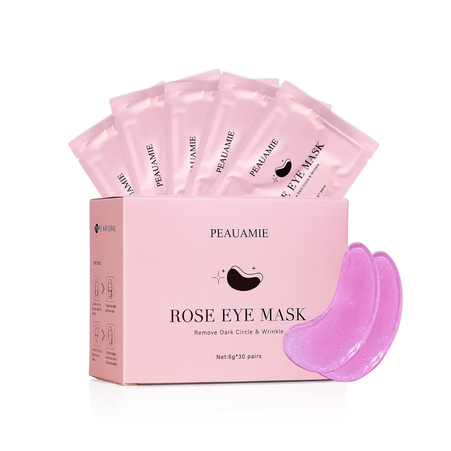 Under Eye Patchs Rose Eye Mask for Dark Circles and Puffiness Wrinkle Eye Bags 30 Pairs