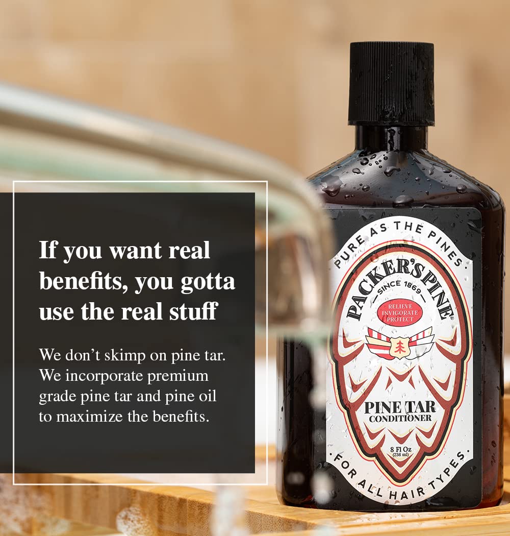 Packer's Pine Tar Hair Care Bundle: Men's Shampoo & Conditioner | Natural Pine Tar & Oils | Soothing, Adventure-Inspired Formulas for Itchy, Dry Scalp & Outdoor Relief