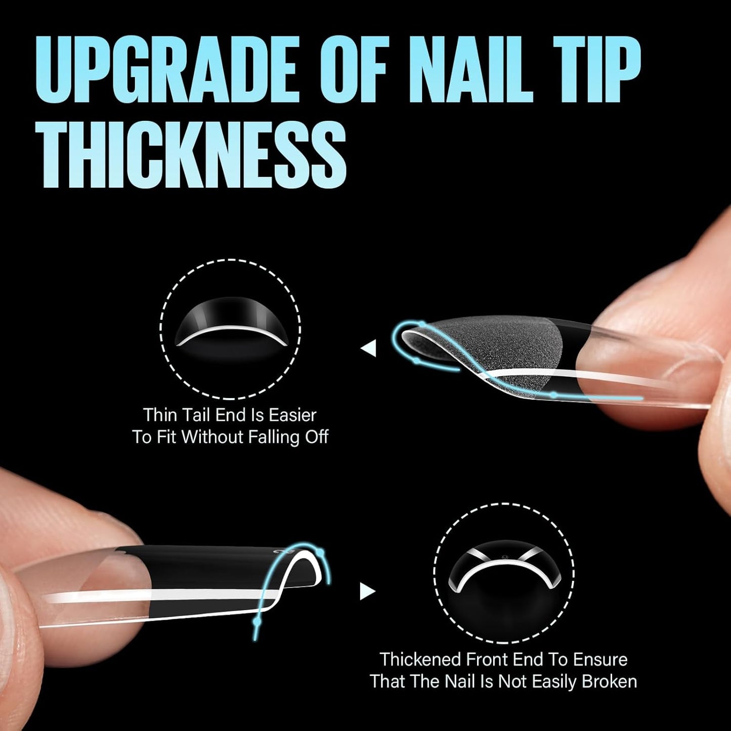 TOMICCA Medium Square Nail Tips Gel Tips Half Matte Acrylic Fake Nails 240Pcs Full Cover False Nails 12 Sizes for Nail Extension Home DIY Salon