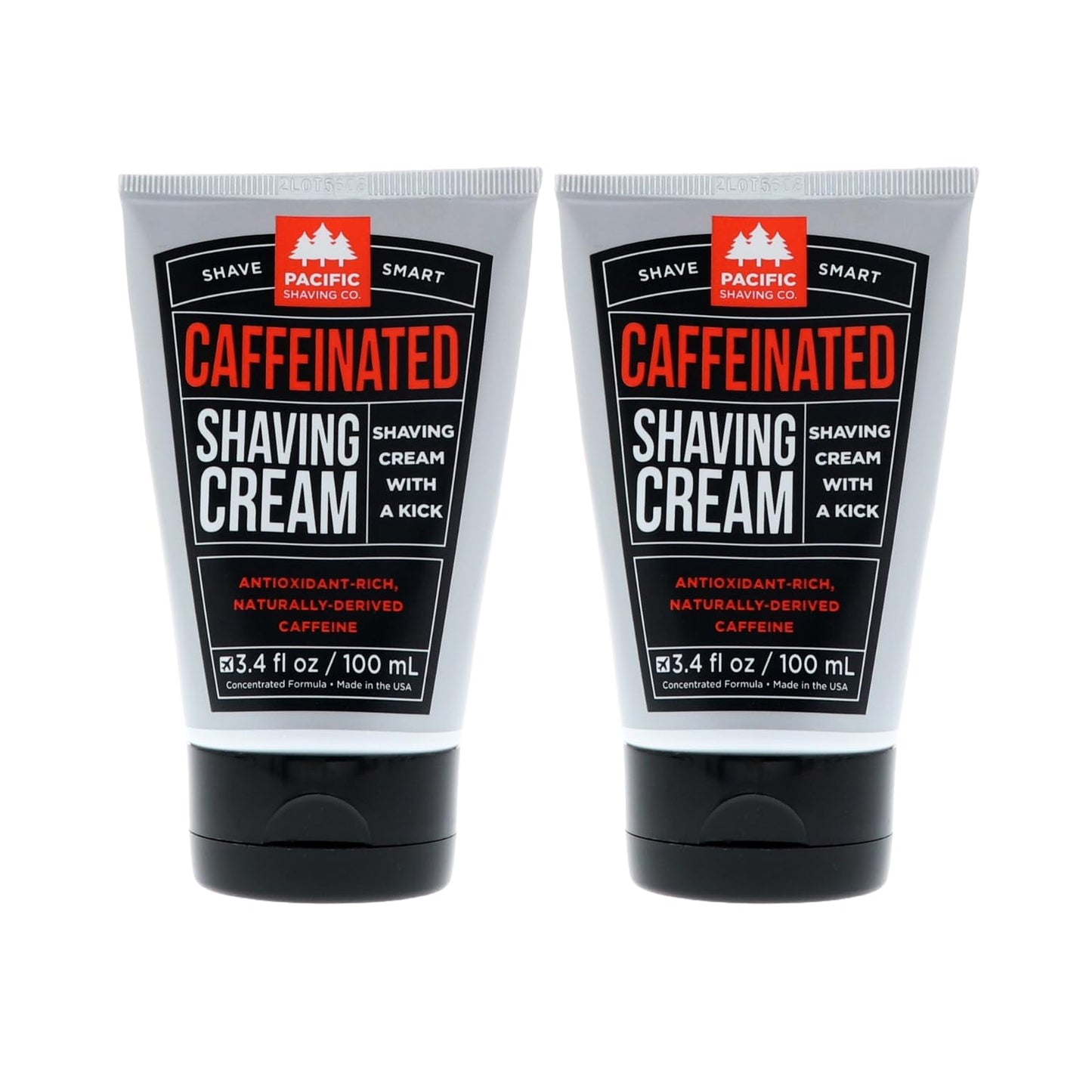 Pacific Shaving Company Caffeinated Shaving Cream - Caffeine, Shea Butter + Spearmint Antioxidant Shaving Cream - Clean Formula for Hydrating, Redness Reducing + Irritation-Free Shave (3.4 Oz, 2 Pack)