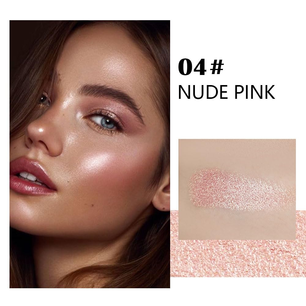 evpct Nude Pink Face Highlighter Makeup Shimmer Glitter Diamond Sparkly Highlighters Makeup Palette Powder for Face Body Cheek Skin iluminadores iluminador de jos maquillaje luminizers E04
