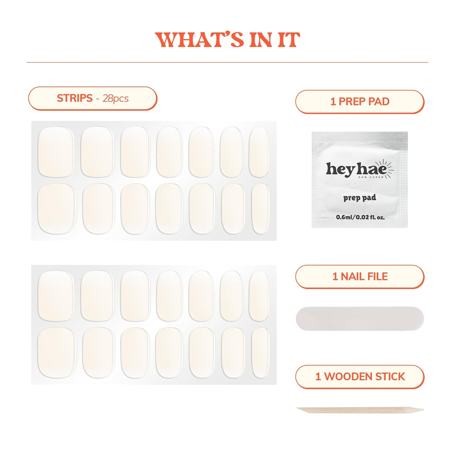 Semi Cured Gel Nail Strips | No LED Lamp Needed | Ombre, White, Spring | Easy Apply & Remove, Salon Quality | Includes 28 Strips, 1 Prep Pads, Nail File & Wooden stick - Hey, Girls Night?