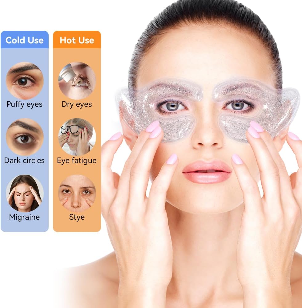 Reusable Eye Gel Cooling Pads and Silicone Eye Patches 6 Pairs, Eye Wrinkle Patches Reusable Under Eye Mask Plump Fine Lines, Hot Cold Treatment for Redness, Tin Case(Grey)