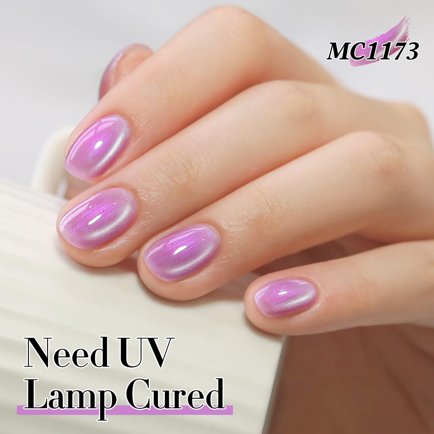 Double Rhythm 0.5 Oz Cat Eye Gel Polish with Magnet Same Color Same Bottle Holographic Glitter Shimmer Translucent Color Salon 15 ML Magnetic Nail Art (Mermaid Purple-MC1173)