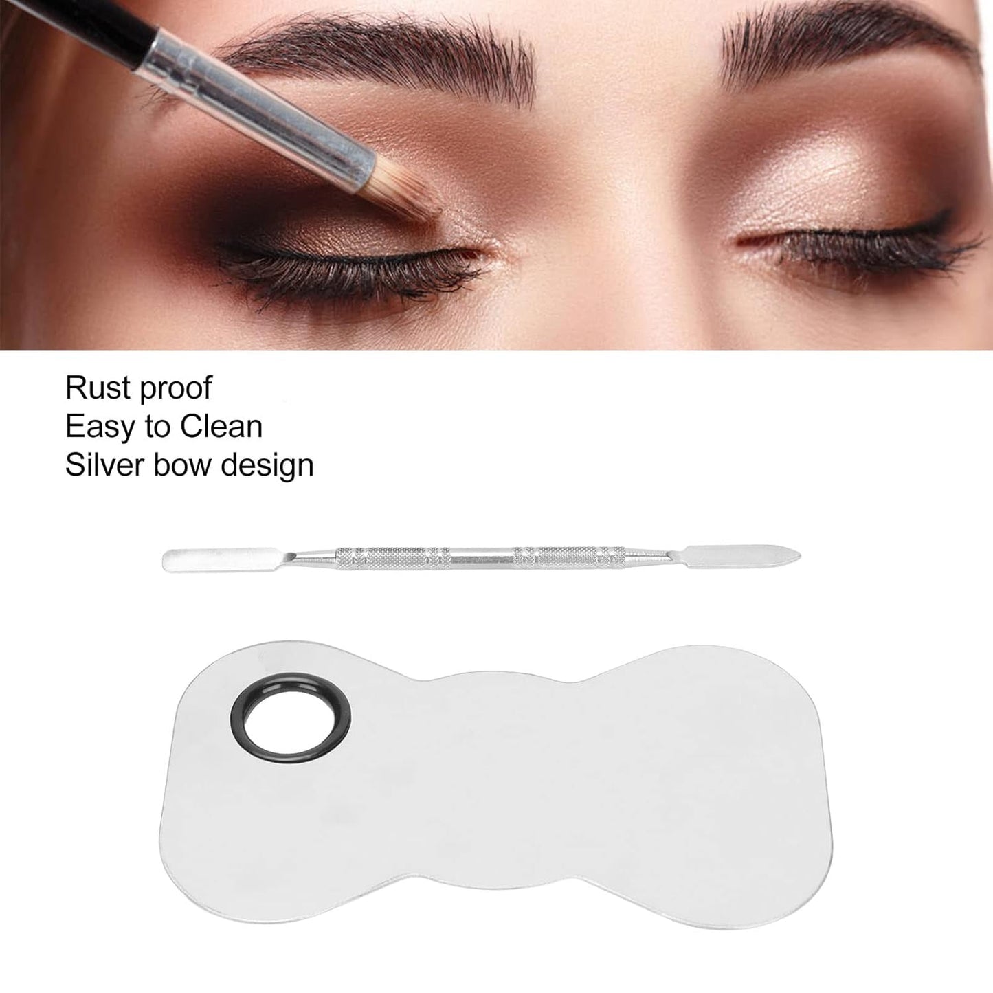 Cosmetic Makeup Palette Spatula, Mixing Bow Shape Stainless Steel Makeup Palette for Cosmetic Blend