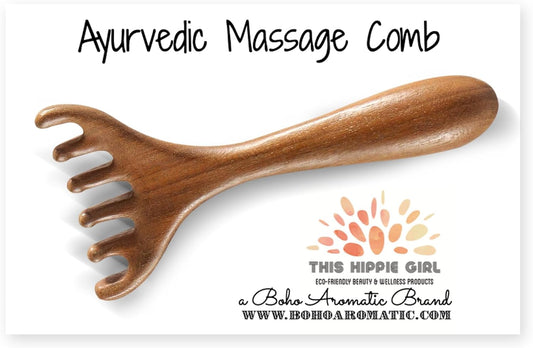 This Hippie Girl Ayurvedic Meridian Massage Comb, Wood Massage Comb for Head, Scalp and Neck Gua Sha, Sandalwood Comb for Scalp Massage, Essential Oil Massager for Women's Hair and face