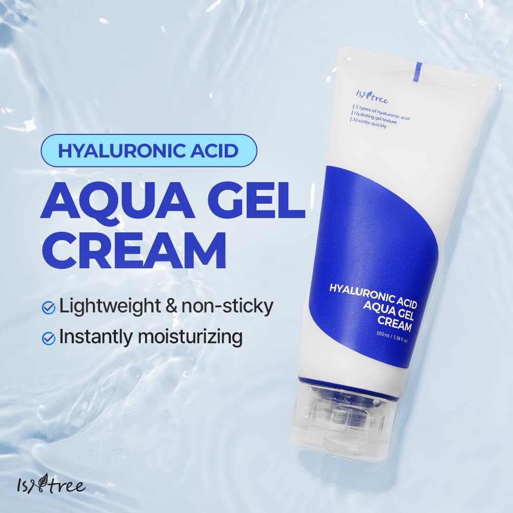 IsNtree Hyaluronic Acid Aqua Gel Cream 100ml, 3.38 fl oz | Korean Skincare | Lightweight Moisturizer | Quick-Absorbing Hydration | For Oily to Combination Skin