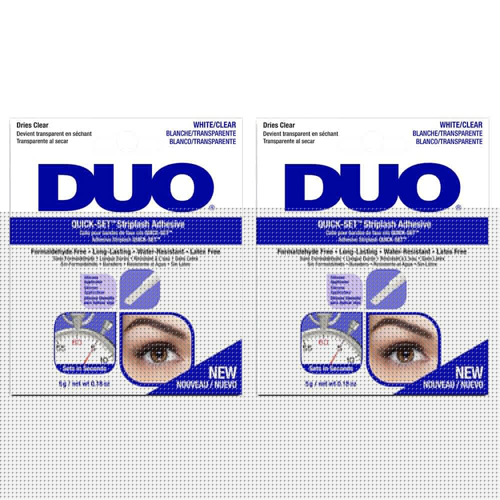 DUO Quick-Set Strong Hold Eyelash Lash Glue - White/Clear, Latex-Free, Waterproof, Fast Drying Strip Lash Adhesive 0.18 oz, 2 Pack