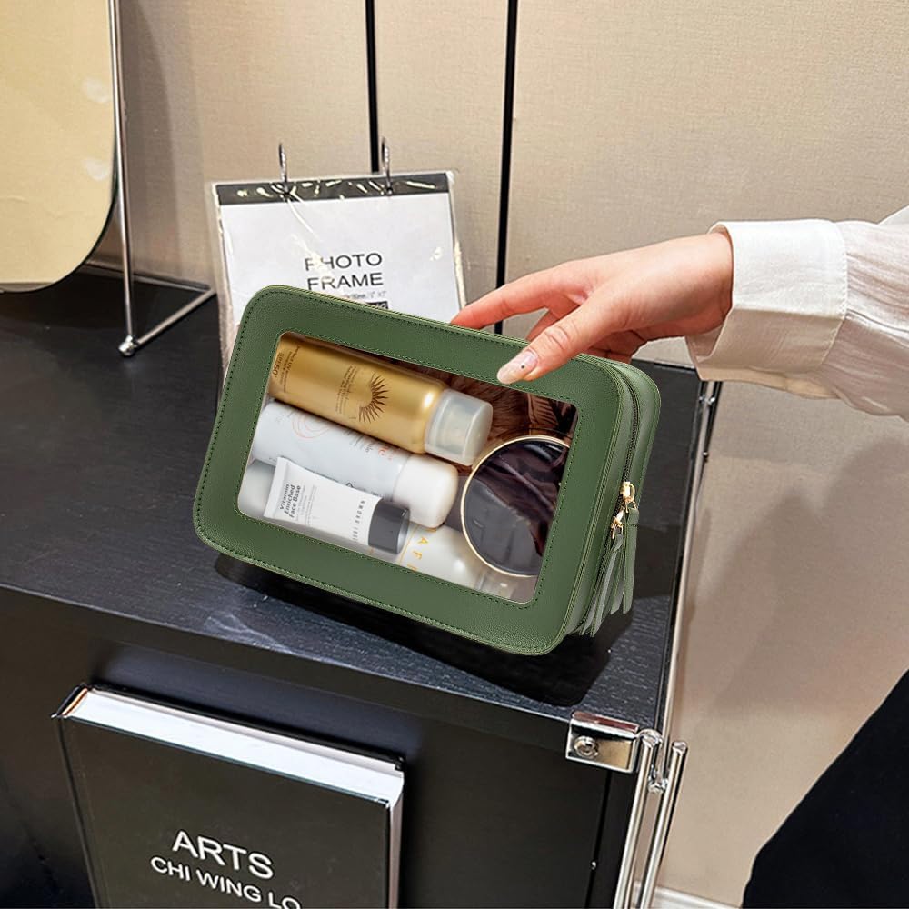 Clear Makeup Bag Small, TSA Approved Portable Toiletry Bag with Zipper Cosmetic Travel Bag Makeup Organizer Case Mini Makeup Pouch for Purse Car Organizer Bag for Women Men