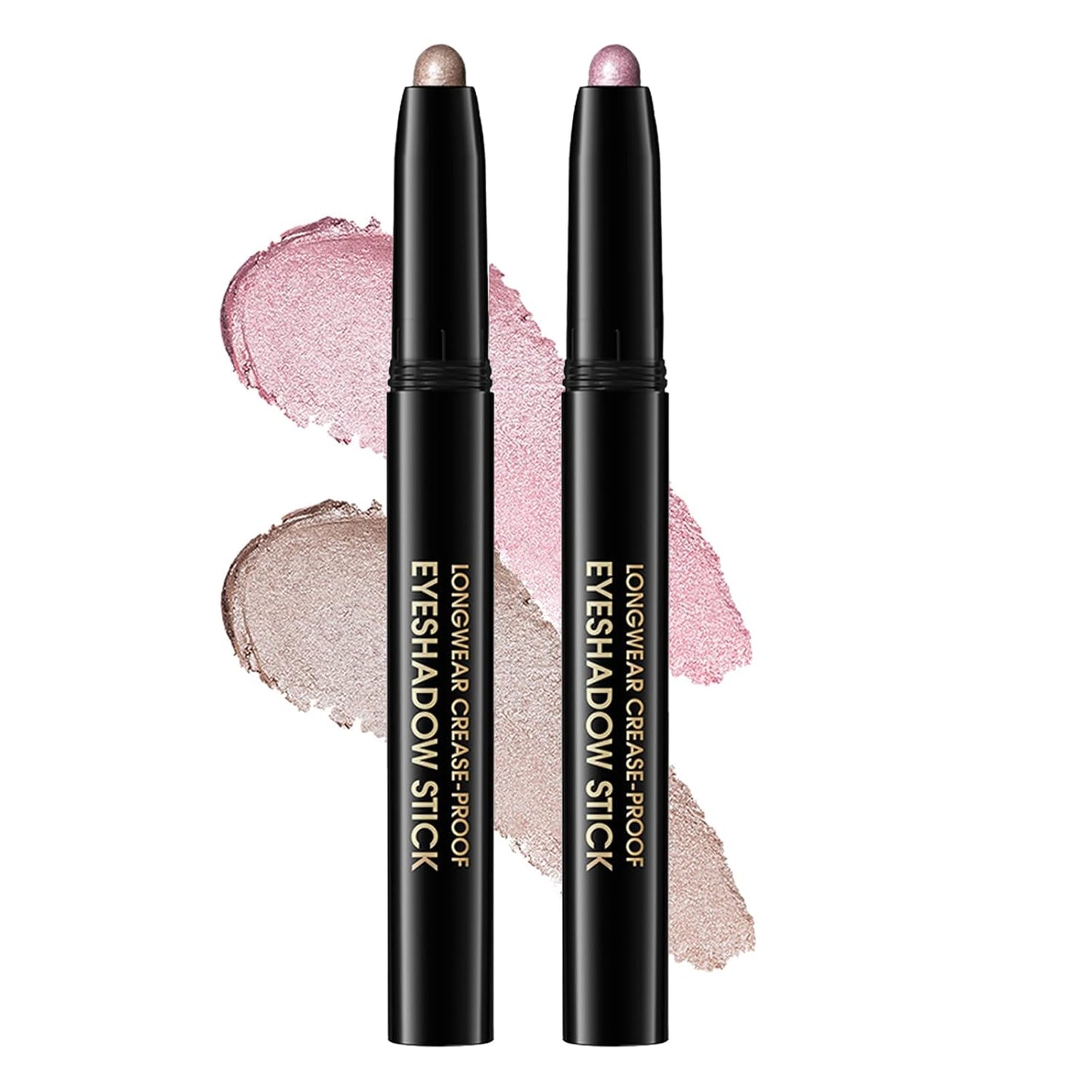 Eyeshadow Stick, Shimmer and Matte Cream Eye Shadow Brightener Sticks Eyeliner Pencil Crayon, Waterproof Long Lasting Eye Highlighter Stick Makeup,0.056 Oz(2PCS #8-Fancy+#9-Champagne)