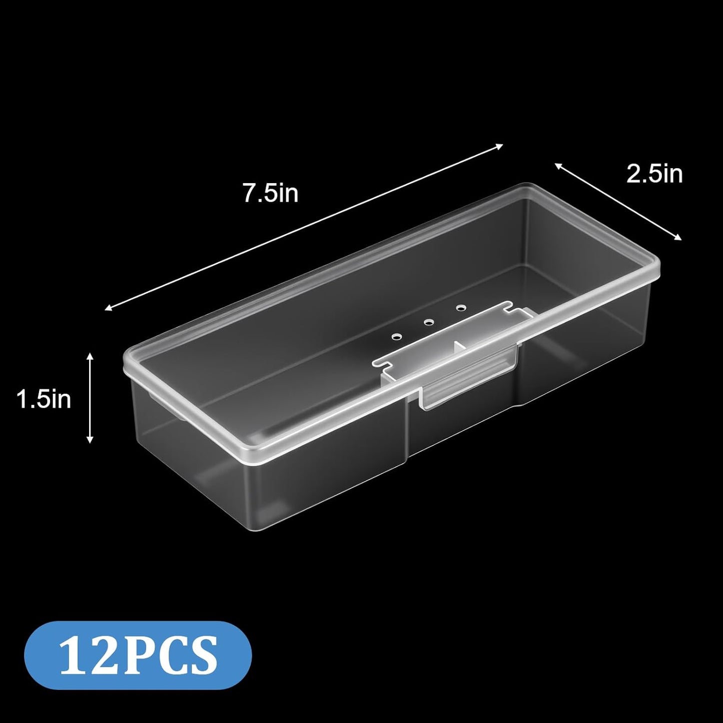 12Pcs Clear Manicure Tool Box, Personal Nail Box Storage Case for Organizing, Plastic Nail Tool Box for Manicure Pedicure Kit