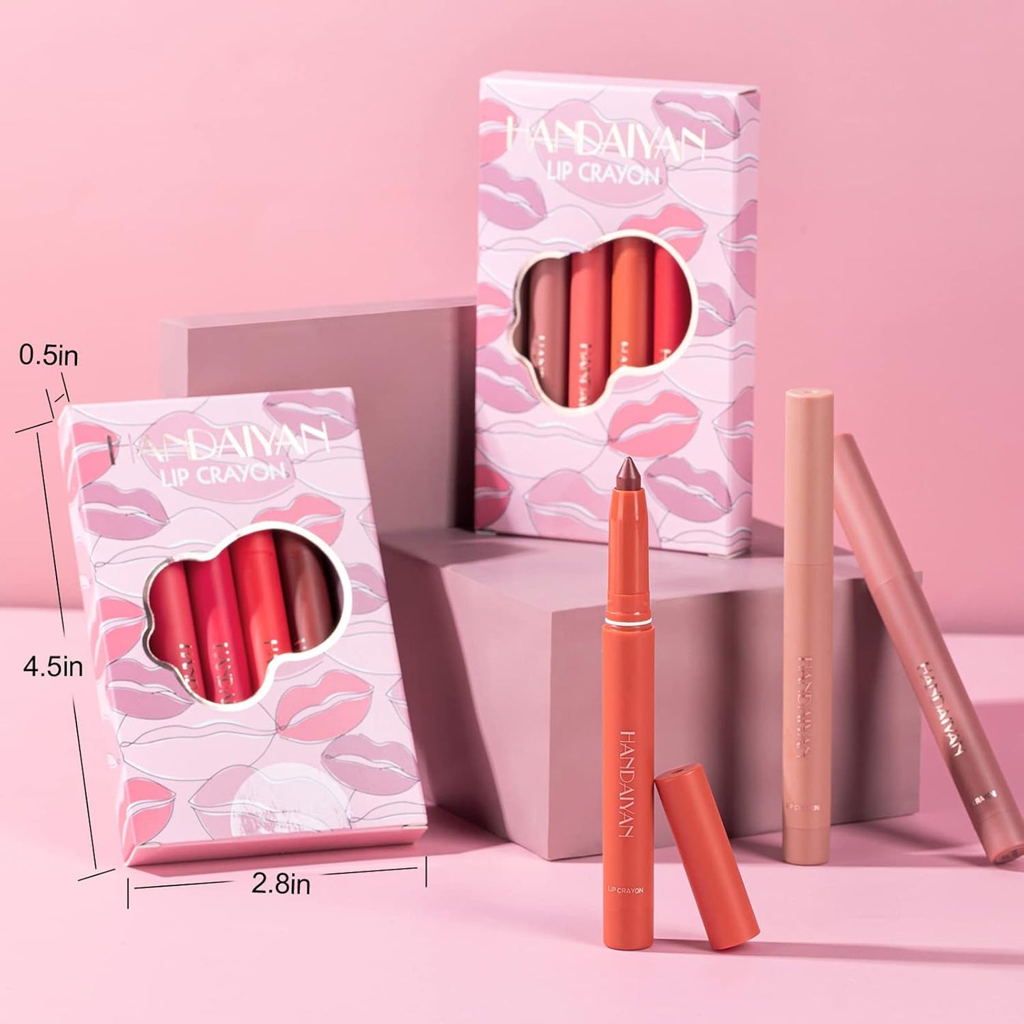 6 Colors Matte Lipstick Lip Liner Pencil Set Double End Matte Lipgloss Lipliner Set Waterproof Lip Gloss Non-Stick Cup Long Lasting Cosmetics Lip Stick Professional Lip Makeup Kit