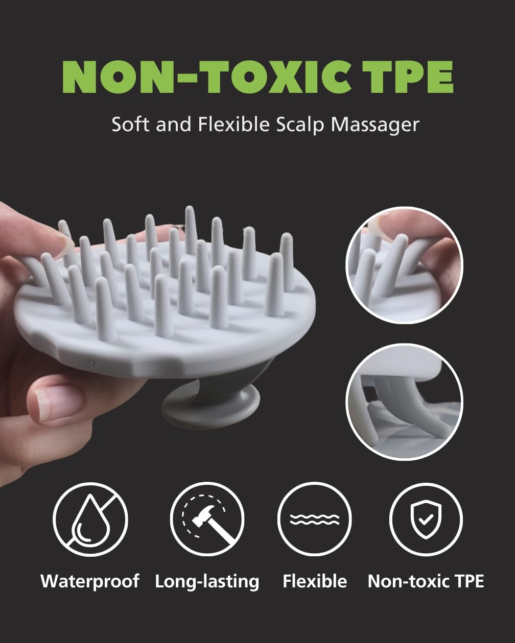 Scalp Hair Massager Shampoo Brush 2-Pack, Scalp Scrubber Set for Hair Growth and Deep Cleansing with Thick and Thin Bristles