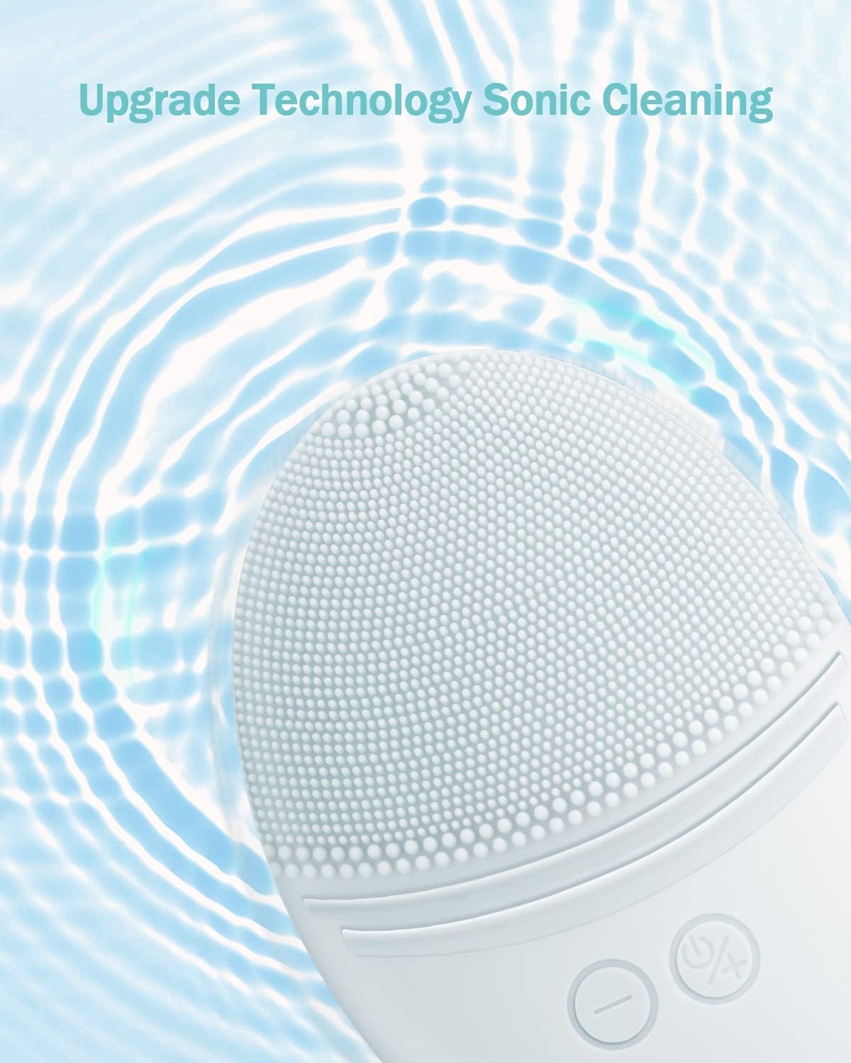 EZBASICS Facial Cleansing Brush Made with Ultra Hygienic Soft Silicone, Waterproof Sonic Vibrating Face Brush for Deep Cleansing, Gentle Massaging, Inductive Charging (Grey) 1 Pack+5 Speed Settings