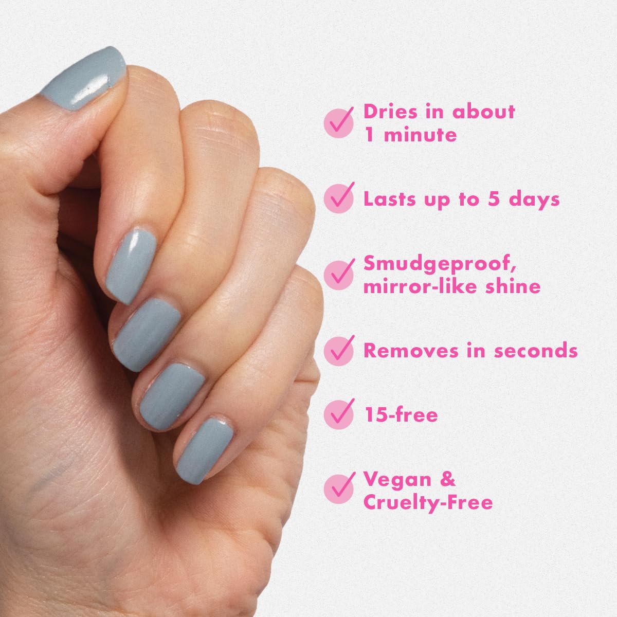 Olive & June Quick Dry Nail Polish | Instant, Fast-Drying, Smudgeproof Color | 15-free, Vegan, Cruelty-Free Formula | Lasts up to 5 Days | Salon-Quality Manicure, Pedicure at Home | Vintage Denim Blue
