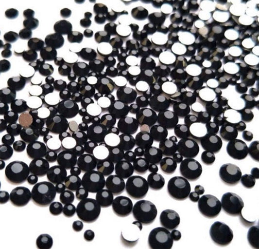 Rhinestones flat back gems round DIY decorative Nail Face and apparel accessories ss3-20 mix size(1440pcs black)
