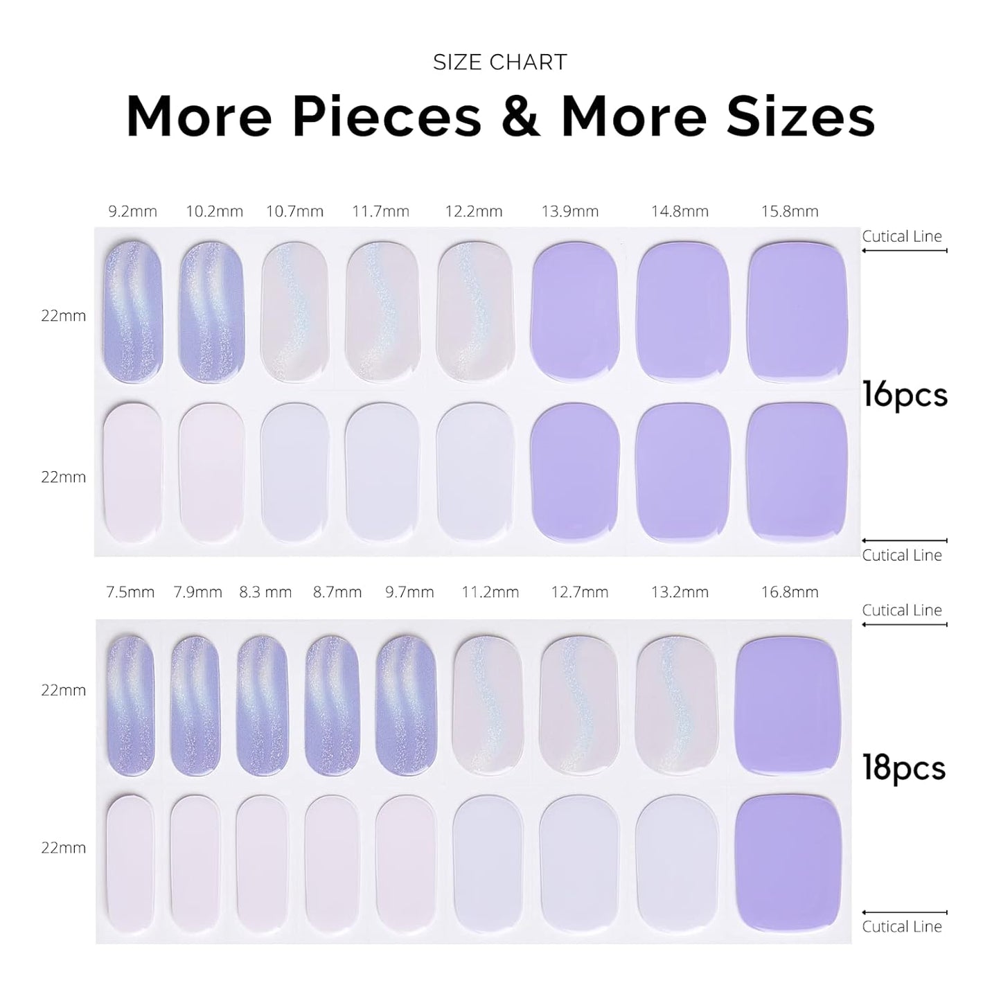NAILOG Semi Cured Gel Nail Strips 34 pcs, Buy 2 Get 1 UV Lamp, Salon-Quality Gel Nail Stickers, Semicured Nail Wraps with Soft Gel Finish | Lavender Mist