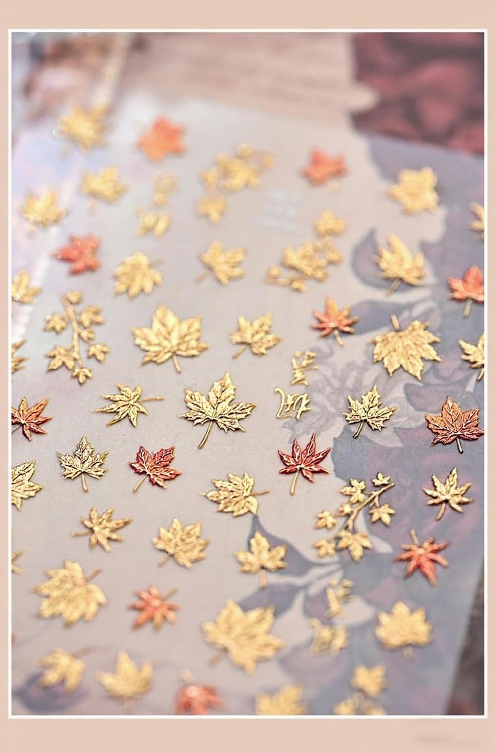 Fall Nail Art Stickers Autumn 5D Maple Leaf Nail Decals Thanksgiving Day Nail Decorations Supplies Gilding Maple Leaf Nail Art Sticker Fall Stickers for Women Girls Nails Manicure Decor 1Sheet
