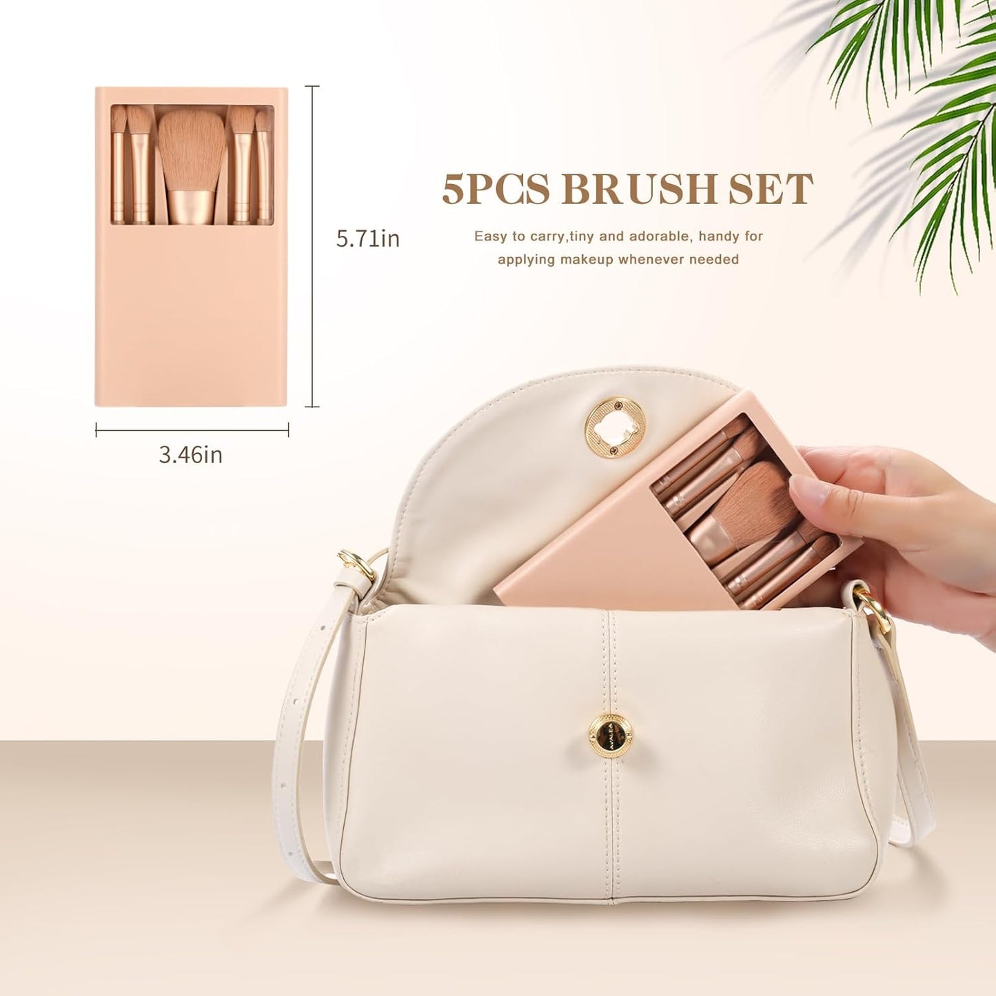 Travel Makeup Brush Set, travel make up brushes sets mini eye shadow kits small size eyeshadow case eyes makup brushed makeuo soft brushs basic cosmetic profesional tools (Apricot)