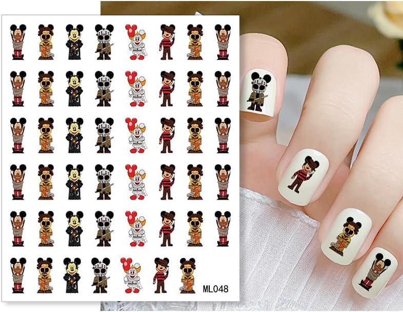 8 Sheets Laser Halloween Nail Art Stickers - Cute Ghost Cartoon Self Adhesive Nail Design Stickers - Supply Laser Pumpkin Ghost Nail Decals for Women Girls DIY Manicure