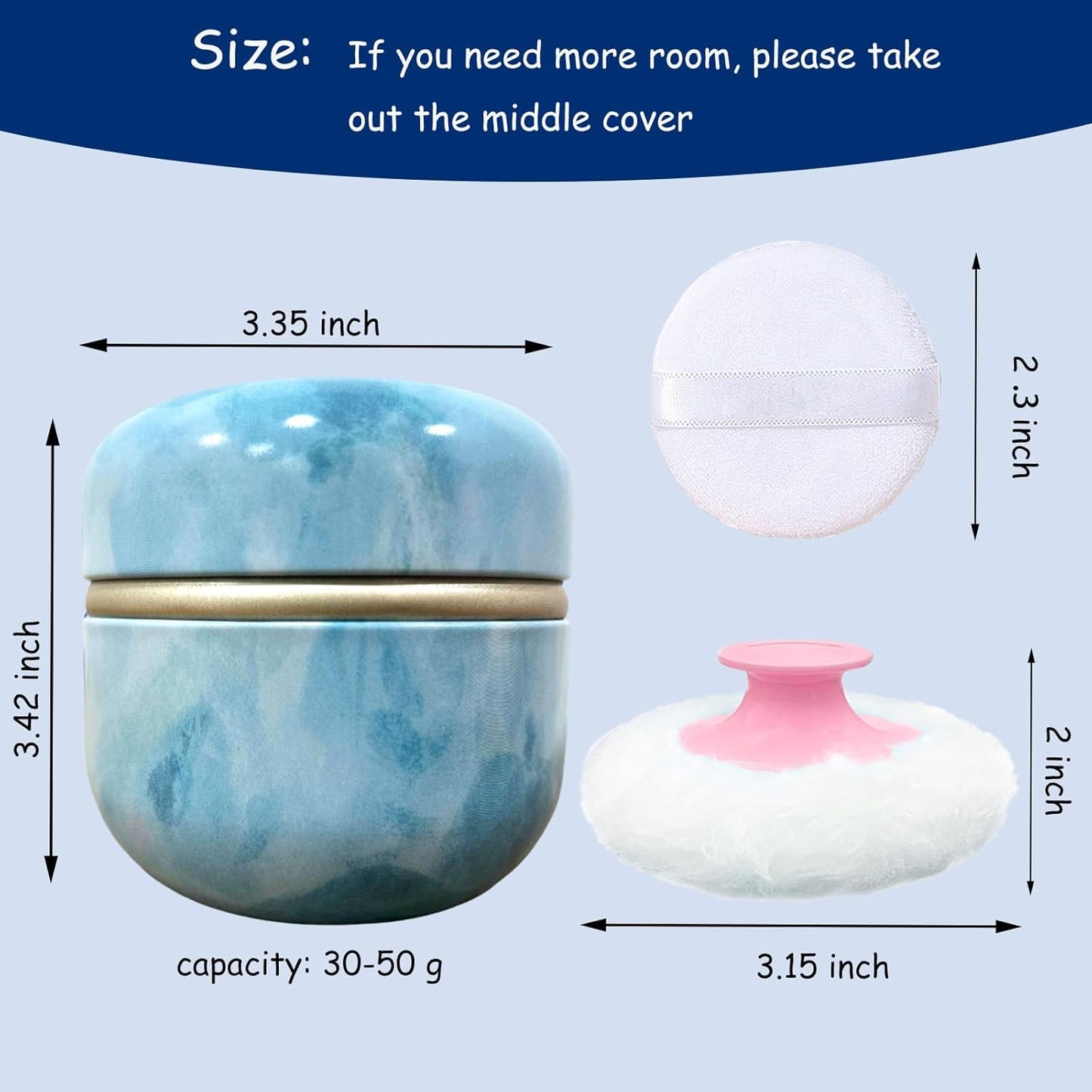 Body Powder Puff and Container for Dusting Powder, Women Powder Puff and Powder Case for Bath and Travel (Summer Dream)
