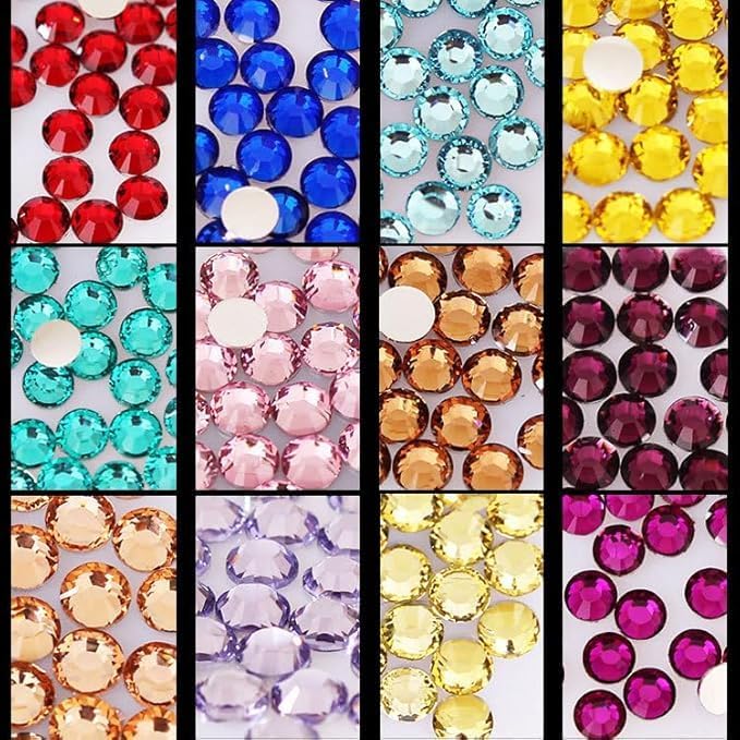 Gold and Red Rhinestones with Glue(S8-S30) for Bedazzling,2mm-6mm Non-Hotfix Flatback Nail Gems Beads with B7000, Resin Nail GemsStones Diamond Kit for Bedazzle Crafting, Nails DIY Art Decoration