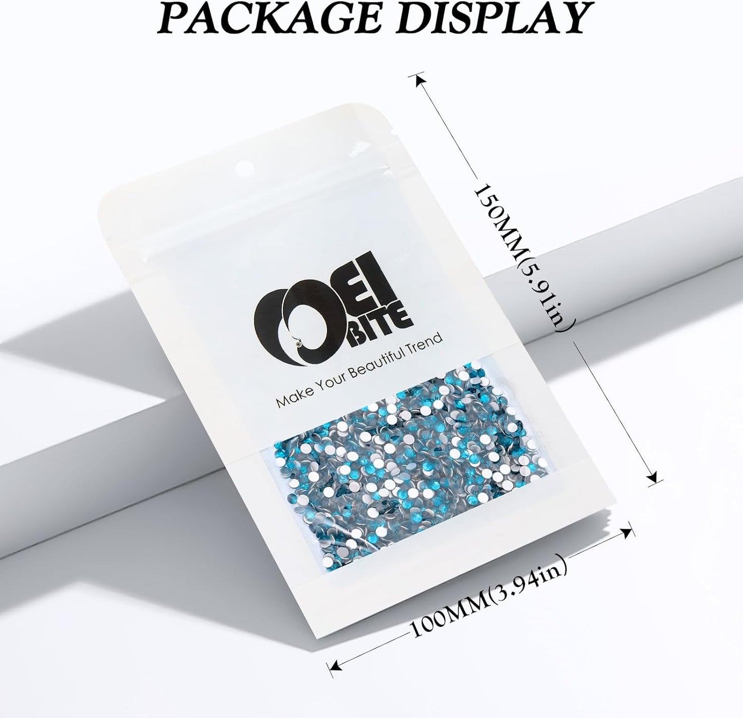 Malachite Blue Flatback Rhinestones, Glass Rhinestones for Nail Art and Craft, Glue Fix, Loose Crystal Gemstones(Malachite Blue, SS10, 2880pcs, 2.7-2.8mm)