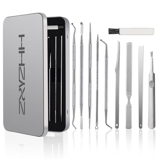 Ingrown Toenail Tool Removal Tool Kit, 10PCS Surgical Stainless Steel Professional Ingrown Toenail File and Lifters Manicure Care Treatment for Nail Correction Under Sidewall Clean