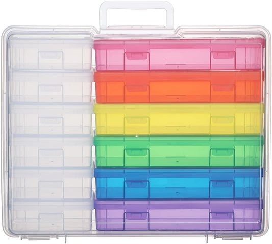 Plastic Storage Box Arts & Crafts Storage Boxes & Organizers With Large Storage Box Craft Organizers And Storage Small Rectangular Plastic Container For Craft Storage (6 Medium Color+ 6 Small Clear)