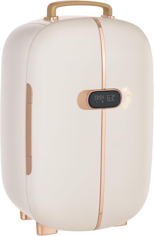 HOMCOM Portable Skincare Fridge with LED Display, 12L Mini Fridge for Beauty, Makeup and Cosmetics, Small Refrigerator Cooler for Bedroom, Home Office, Desktop, White