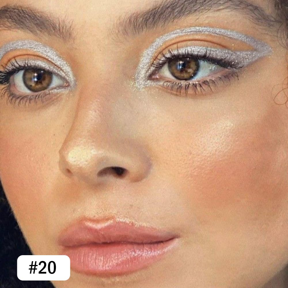 evpct Silver Gray Glitter Eyeliner Pencil for Eyes, Silver Grey Metallic Shimmer Eye Liner Pencil Makeup Waterproof Smudge Proof, Colored Gel Waterline Eyeliner, Face Eye Paint Stick Halloween Makeup