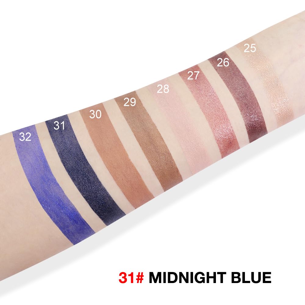 evpct Midnight Blue Shimmer Cream Eye Shadow Brightener Sticks Set for Eyes, Blue Shimmery Matte Pencil Eye shadow Applicator Stick Pen Palette Makeup Waterproof sombras en crema para ojos 31#
