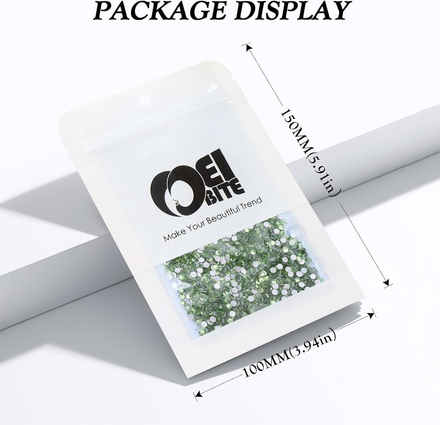 Light Green Flatback Rhinestones, Glass Rhinestones for Nail Art and Craft, Glue Fix, Loose Crystal Gemstones(Lt.Green, SS4, 2880pcs, 1.5-1.7mm)