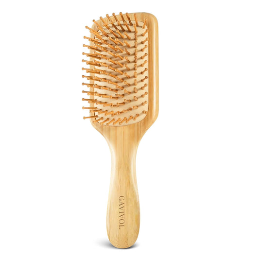 Bamboo Hair Brush for Hair Growth, Natural Bamboo Bristles Detangling Wooden Hair Brush for Scalp Massage, for Women, Men & Kids, All Hair Types, with Ergonomic Handle
